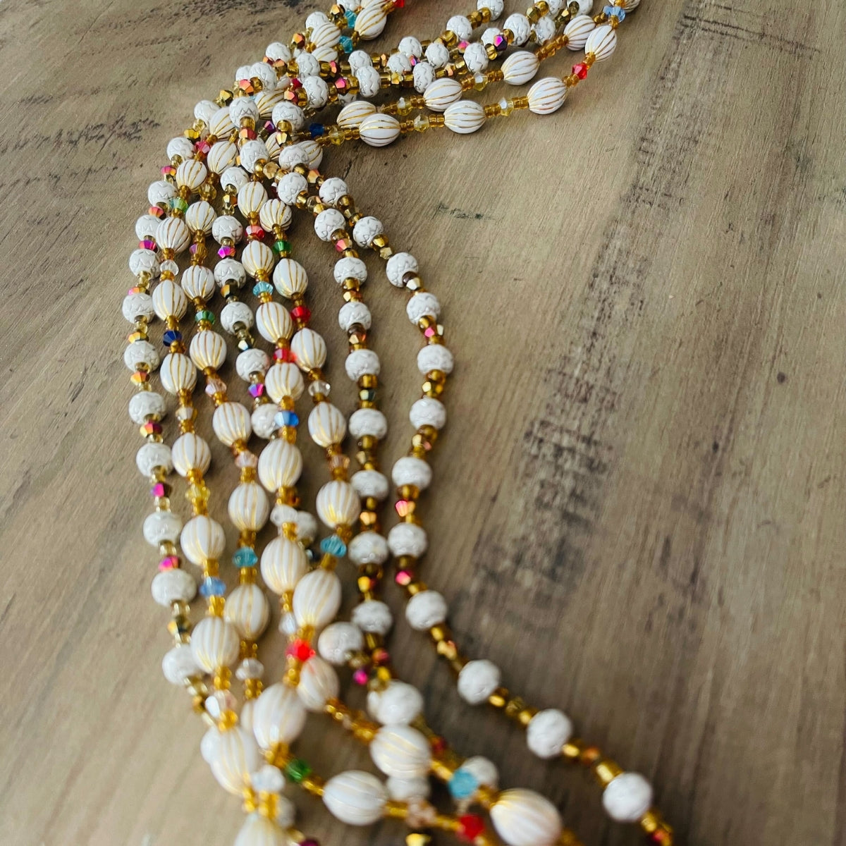 Elastic Waist Beads | Colorful White Gem