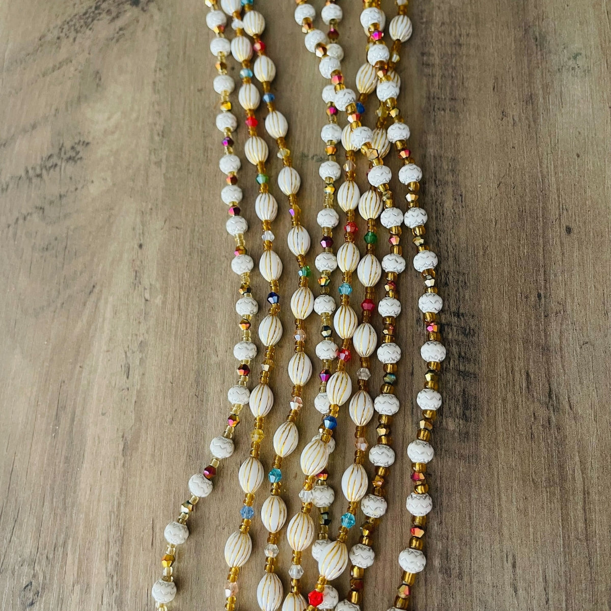 Elastic Waist Beads | Colorful White Gem