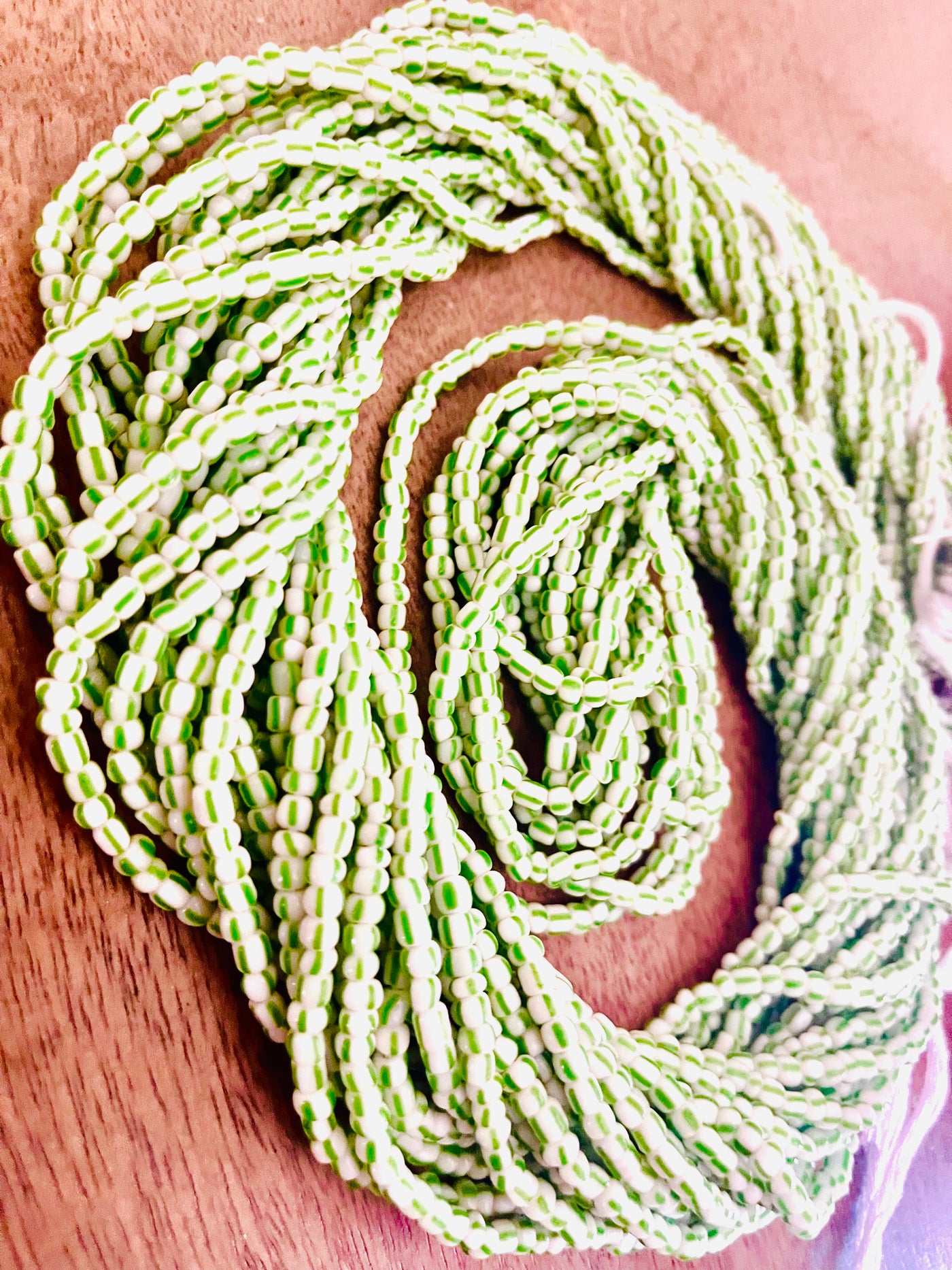 Premium Waist Beads Strand | Green Stripes
