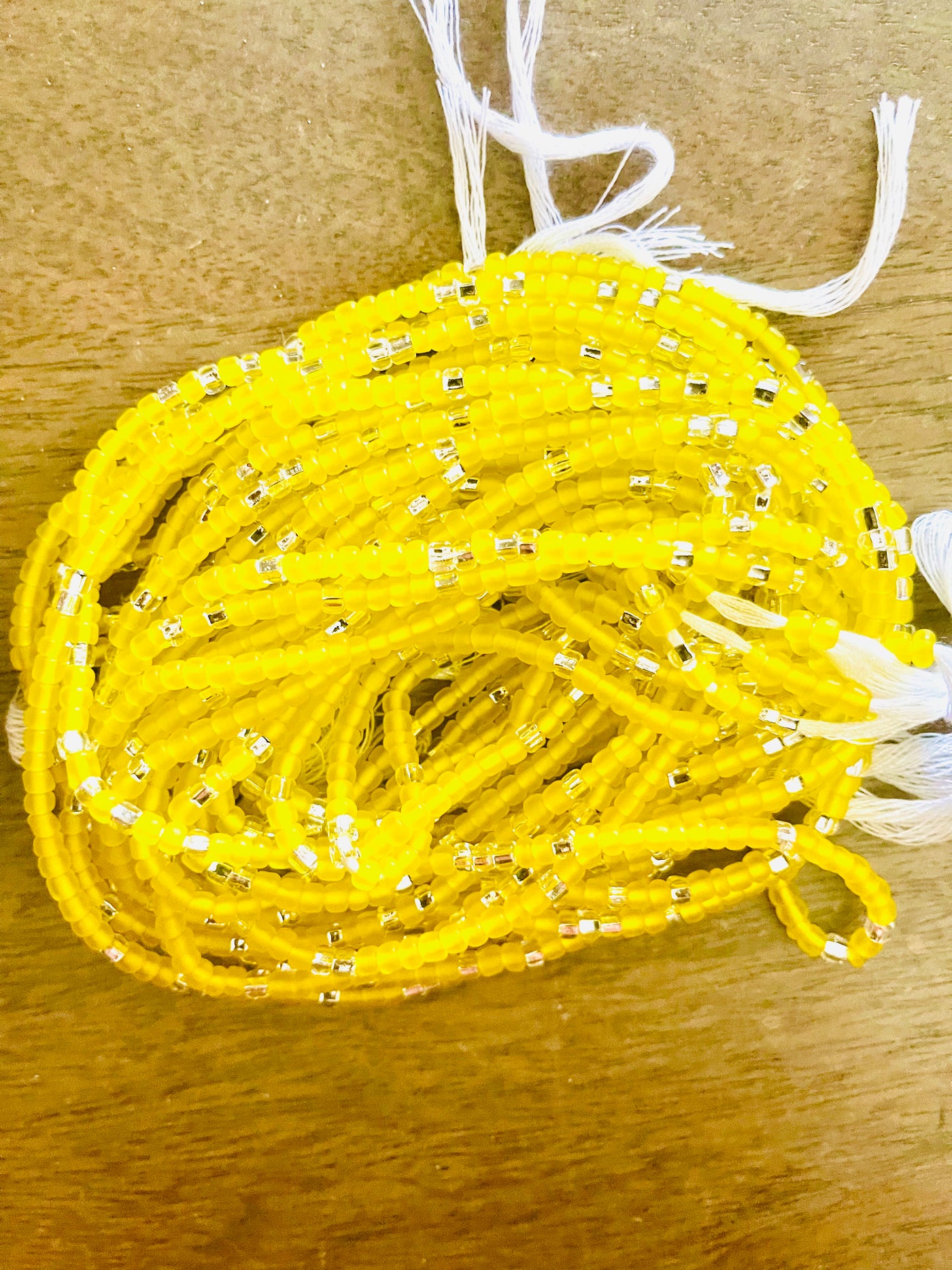 Classic Waist Beads Strand | Frost Yellow & Silver