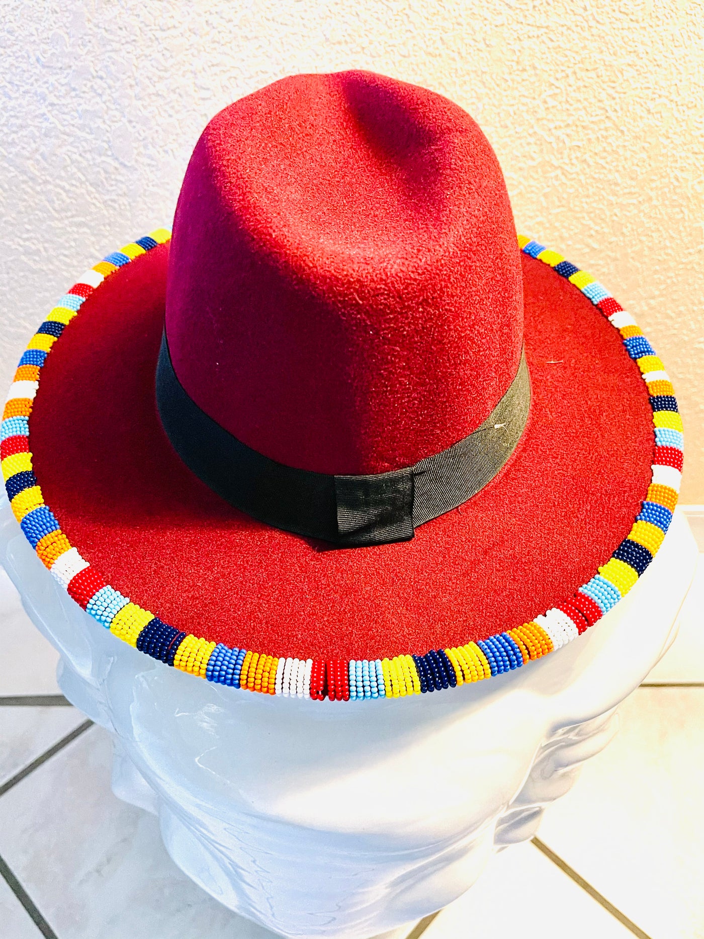 Beaded Fedora Brim Hat - Kouassi Kustoms 