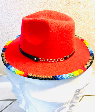 Beaded Fedora Brim Hat - Kouassi Kustoms 