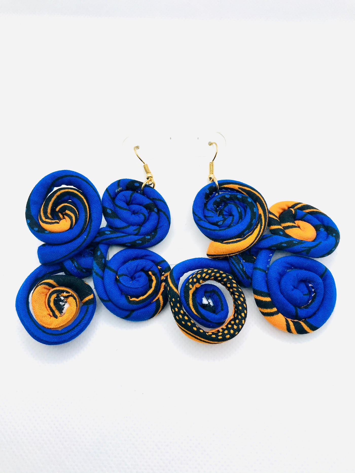 Blue Cluster Afro Print Earrings - Kouassi Kustoms 