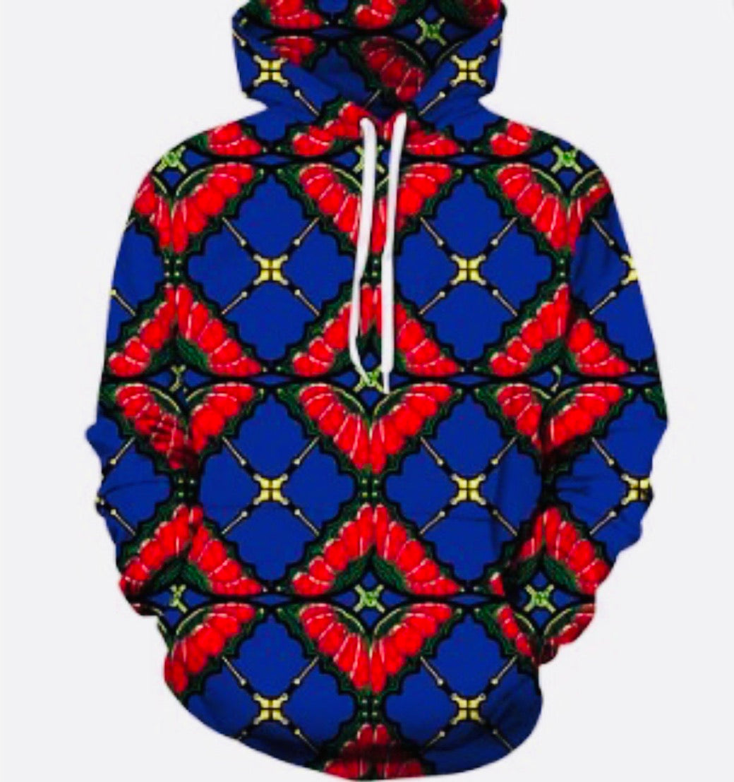 Royal Purple Ankara Hoodie - Kouassi Kustoms 