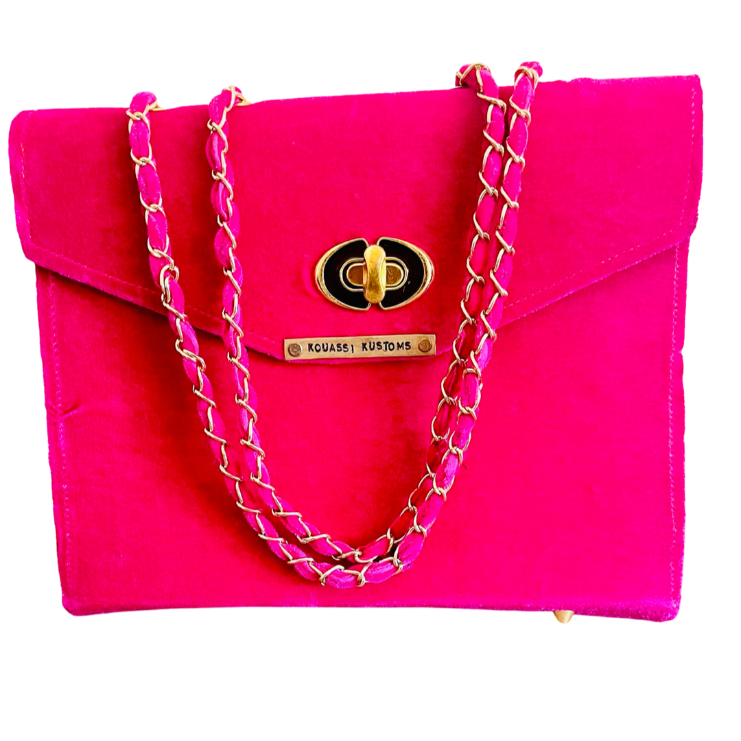 Fuchsia Velvet Handbag - Kouassi Kustoms 