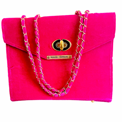 Fuchsia Velvet Handbag - Kouassi Kustoms 