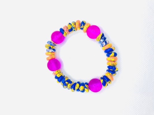 Pink Gem Afro Bracelet - Kouassi Kustoms 